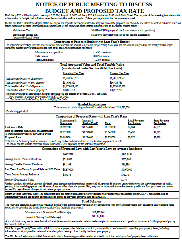 2026 Notice of Public Meeting